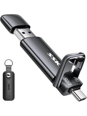 512GB USB SSD Flash Drive - 1000MB/s Dual USB C+A 3.2 Thumb Stick Storage
